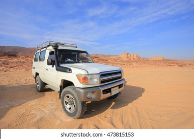 4x4 Jeep Toyota Land Cruiser. Off road car in the desert in Egypt