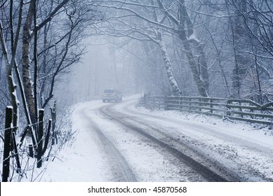 4x4 On Snowy Road