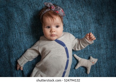 5 months old lovely stylish baby girl portrait