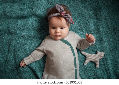 5 months old lovely stylish baby portrait