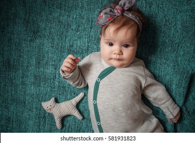 5 months old lovely stylish baby portrait