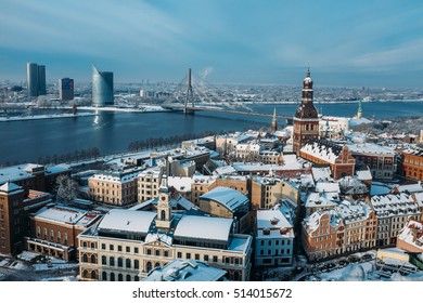 5 november 2016, Riga, Latvia: Snow view of Riga center.