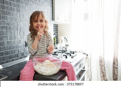5 Years Old Child Cooking Holiday Pie In The Kitchen, Casual Still Life Photo Series, Surprise For Mom