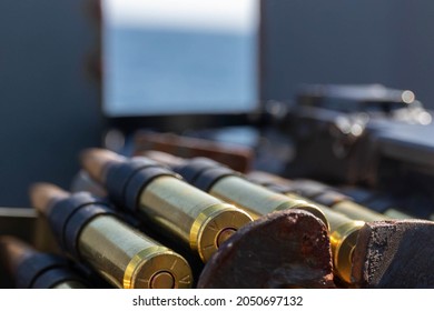 50 Caliber Rounds On Gun And On Deck 