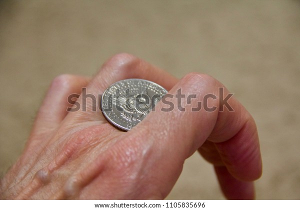 50 Cent Coin Hand Stock Photo Edit Now