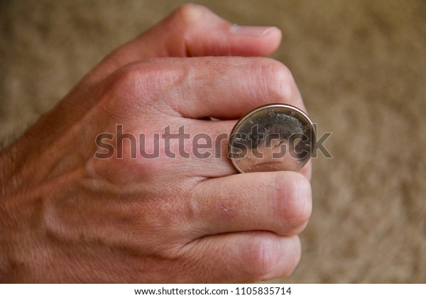 50 Cent Coin Hand Stock Photo Edit Now