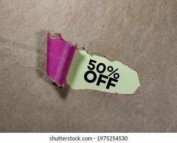 50% discount. ad with a 50% discount tag. Retail advertising campaign. shopping concept.