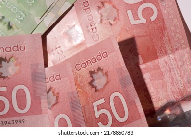 50 dollar Canadian dollar bills background