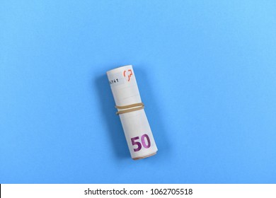 50 Euro Banknote On Blue