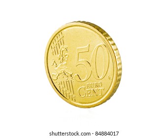 50 Euro Cent On White