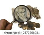 500 drachmes with the image of Ioannis Kapodistrias - old Greek money before 2002 and next to the euro, isolated on white background