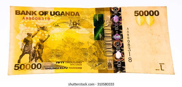 50000ウガンダシリング紙幣。ウガンダのシリングはウガンダの国の通貨である