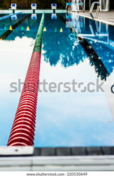 50m Olympic Outdoor Pool Corridor Cables Floating\
and Calm Water