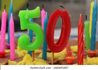 50th Birthday Candles On A Cake