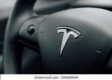 5/12/18 - Atlantic Highlands,NJ - The all new Tesla Model 3 photographed at a dead gas station.  Steering wheel.