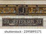 5.14.2023 - Bushwick, Brooklyn, New York, NY, USA: To Jefferson street subway sign in Bushwick, Brooklyn, New York City