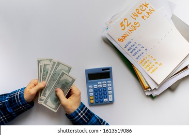 52 week saving plan, person count money and calculate the future income