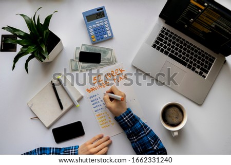 52 week saving plan, person count money and calculate the future income