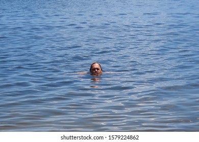 52 Year Old Man Jumping Inside The Bridal Pond, Playing In The Water