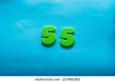 55 Years Old Celebrating Classic Logo. Colored Happy Numbers. Greetings Celebrates Card. Traditional Digits Of Ages.  Sale, Birthday, Special Prize, % Off Concept.