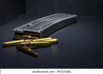 556 Ammunition Magazines Black Background Stock Photo 493155682 