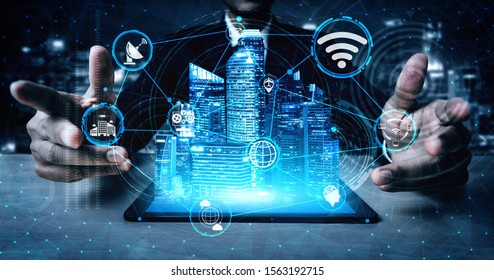 5G Communication Technology Wireless Internet Network for Global Business Growth, Social Media, Digital E-commerce and Entertainment Home Use. - Shutterstock ID 1563192715