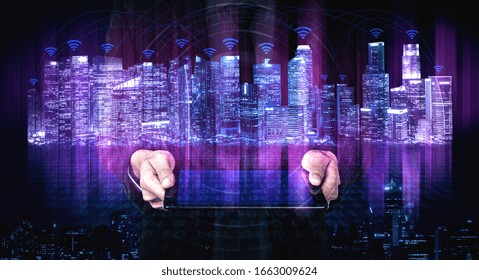 5G Communication Technology Wireless Internet Network for Global Business Growth, Social Media, Digital E-commerce and Entertainment Home Use.