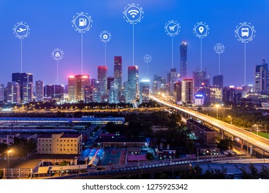 5G network wireless systems and internet of things with modern city skyline - Powered by Shutterstock - Get 15% off with code: PIKWIZARD15