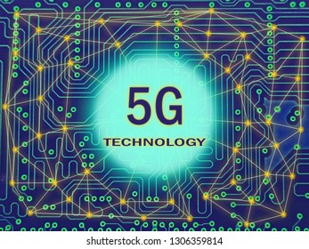 5G technology network with pattern circuit PCB background