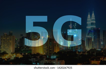 5G Text On Kuala Lumpur Malaysia Background.