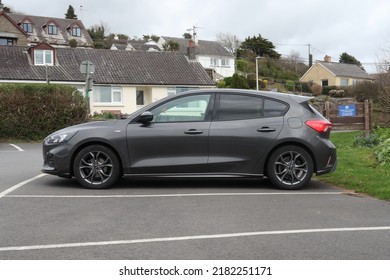 5th April 2022- A Stylish Ford Focus ST-Line, Five Door Hatchback Car,  Parked In The Public Carpark At Amroth, Pembrokeshire, Wales, UK.