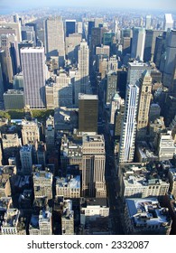 5th Avenue And Bryant Park Aerial View From Empire State Building In The Morning, Manhattan, New York