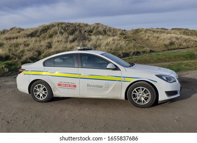 5th January 2020 County Meath Ireland. An Irish Revenue, Tax And Customs Car Parked In Mornington Beach Car Park, County Meath. 