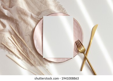 5x7 card mockup on pink plate