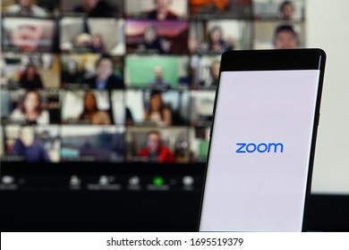 6 April 2020. Istanbul / Turkey. Smartphone showing Zoom Cloud Meetings app, 