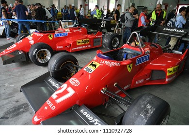 6 May 2018: Historic 1984 Ferrari F1 Car Model 126 C4 Ex Michele Alboreto / René Arnoux During Minardi Historic Day 2018 In Imola Circuit In Italy.