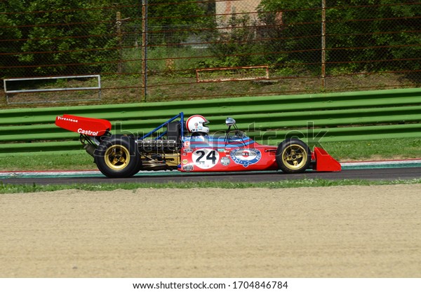 6 May 2018: Unknown run with historic\
1972 TECNO F1 PA 123/3 ex Chris Amon - Nanni Galli during Minardi\
Historic Day 2018 in Imola Circuit in\
Italy.