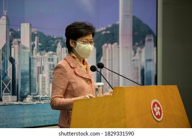 6 Oct 2020,Hong Kong.Carrie Lam, Hong Kong's Chief Executive Speaking After Executive Council.