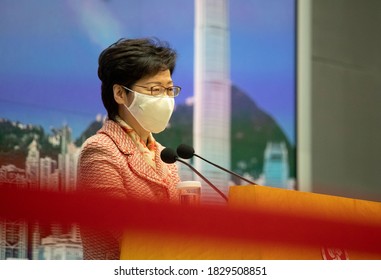 6 Oct 2020,Hong Kong.Carrie Lam, Hong Kong's Chief Executive Speaking After Executive Council.