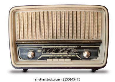 60's Old Radio Isolated On White Background.