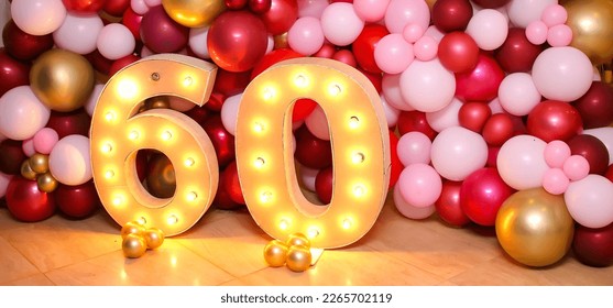 60th birthday party, celebration, decoration, milestone, family, friends, aging, elderly, golden year - Powered by Shutterstock