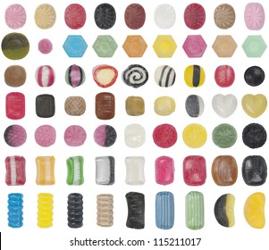 63 Kinds Of Hard Candy Isolated With Soft Edges On A White Background