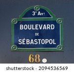 68 boulevard sébastopol 3rd , Paris street name plate