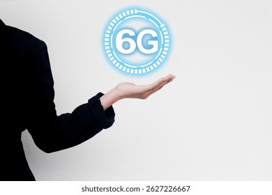 6G global network concept. High speed communication and technology theme. Ideal for business, fast internet, and innovation
