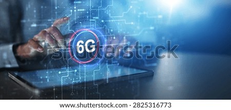 6G sixth generation wireless technology for advanced mobile communication networks with tablet touch interaction