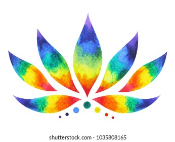 7 color of chakra symbol concept, flower floral, watercolor painting hand drawn icon logo, illustration design sign