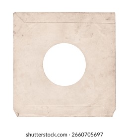a 7 inch format vinyl record cover mockup isolated on transparent background, sleeve without disc with empty space for music cover design with a round hole in the center