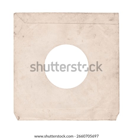 a 7 inch format vinyl record cover mockup isolated on transparent background, sleeve without disc with empty space for music cover design with a round hole in the center