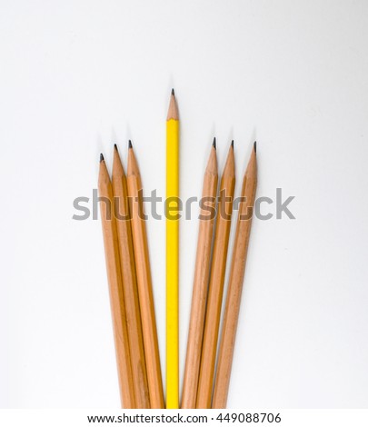 7 pencil on white background . High Growth success concept .