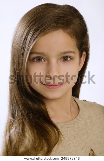 7 Year Old Girl On White Stock Photo (Edit Now) 248893948